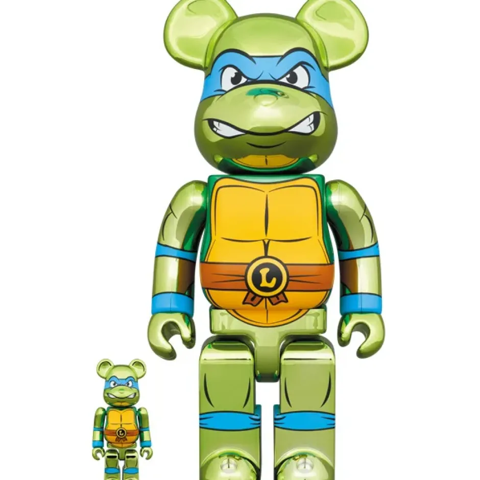 Be@Rbrick>BE@RBRICK Teenage Mutant Ninja Turtles Leonardo: Chrome Ver. 100% & 400% Set