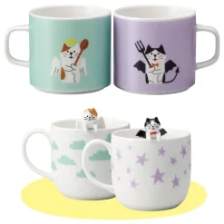 Mugs & Glasses>Concombre Angel & Devil Cat Ceramic Mug Pair Set