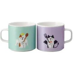 Mugs & Glasses>Concombre Angel & Devil Cat Ceramic Mug Pair Set