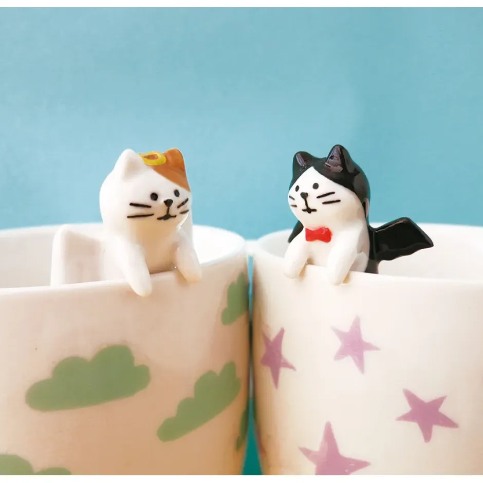 Mugs & Glasses>Concombre Angel & Devil Cat Ceramic Mug Pair Set