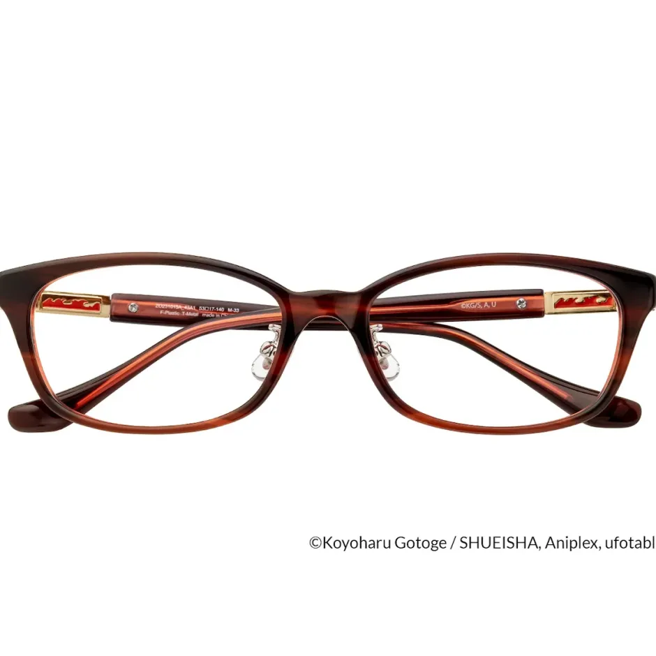Eyewear>Demon Slayer: Kimetsu no Yaiba Collaboration Kyojuro Rengoku Model Glass Frame w/ Original Eyeglass Case & Cleaning Cloth Set
