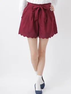 Bottoms>earth music&ecology Embroided Hem Culottes