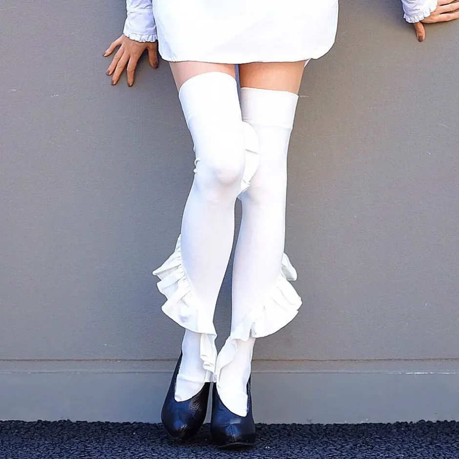 Footwear>ERIMAKI SOX Frilly Knee-High Socks