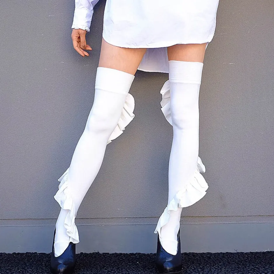 Footwear>ERIMAKI SOX Frilly Knee-High Socks