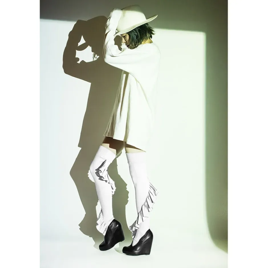 Footwear>ERIMAKI SOX Frilly Knee-High Socks