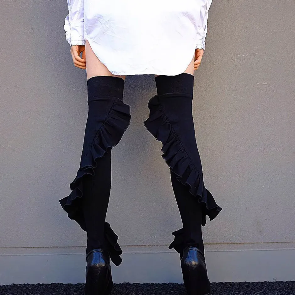 Footwear>ERIMAKI SOX Frilly Knee-High Socks