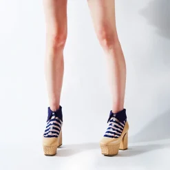 ERIMAKI SOX Pink x Navy Striped Socks New