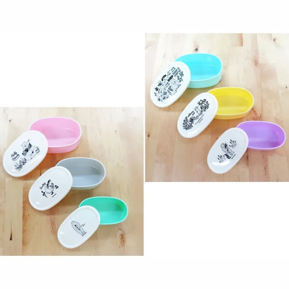Bento Containers>Hello Marche Botanical Series Elliptical Lunch Box 3-Piece Set