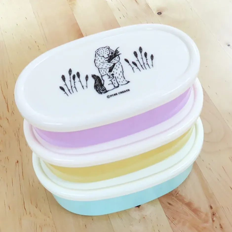 Bento Containers>Hello Marche Botanical Series Elliptical Lunch Box 3-Piece Set