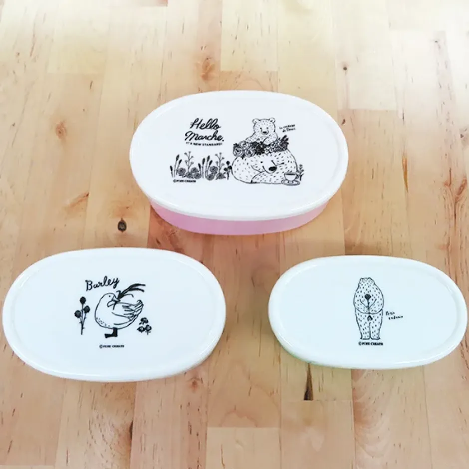 Bento Containers>Hello Marche Botanical Series Elliptical Lunch Box 3-Piece Set