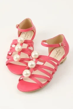Honey Salon Big Pearl Sandals (Fuchsia Pink) New