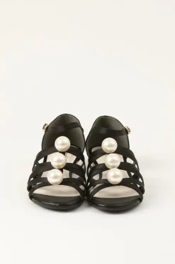 Footwear>Honey Salon Big Pearl Sandals (Black)