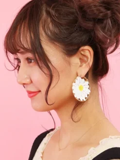 Jewelry & Hair Accessories>Honey Salon Daisy Hoop Earrings