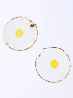 Jewelry & Hair Accessories>Honey Salon Daisy Hoop Earrings