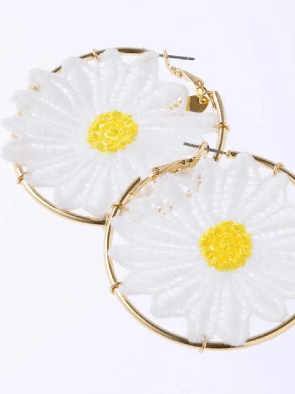 Jewelry & Hair Accessories>Honey Salon Daisy Hoop Earrings