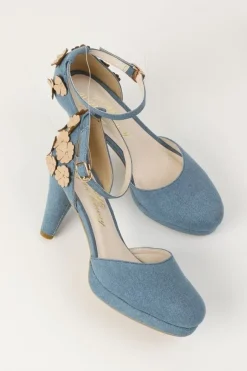 Honey Salon Flower Pumps (Denim) Online
