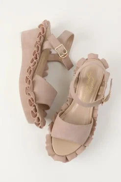 Footwear>Honey Salon Frilly Sandals (Pink Beige)