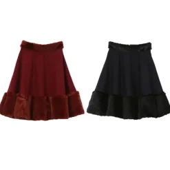 Bottoms>Honey Salon Fur Combi Skirt