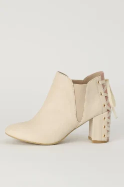 Honey Salon Lace-Up Booties (Light Beige) Discount