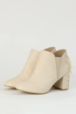 Honey Salon Lace-Up Booties (Light Beige) Discount