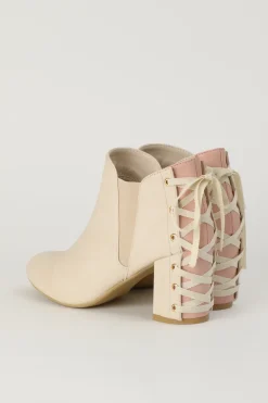 Honey Salon Lace-Up Booties (Light Beige) Discount