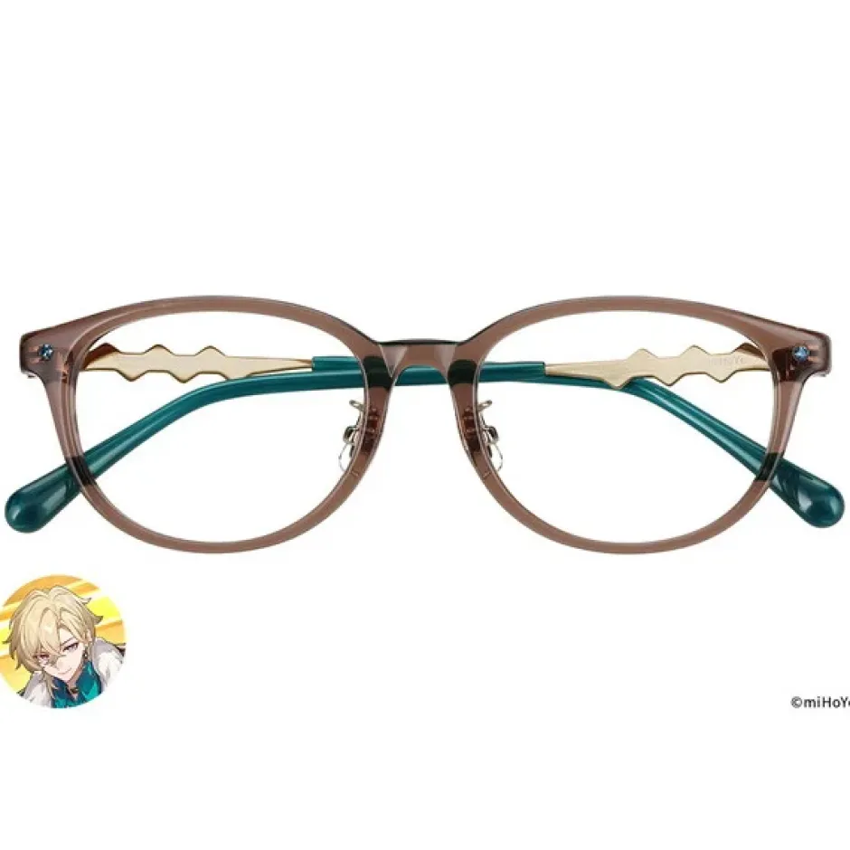 Honkai: Star Rail Collaboration Aventurine Model Glass Frame w/ Original Eyeglass Case & Cleaning Cloth Set Outlet