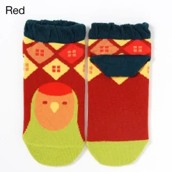 KOTORITACHI Peach-faced Lovebird Printed Socks Discount
