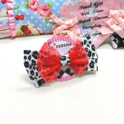 Jewelry & Hair Accessories>Le cocone Leopard Print Color Ribbon Hair Clip
