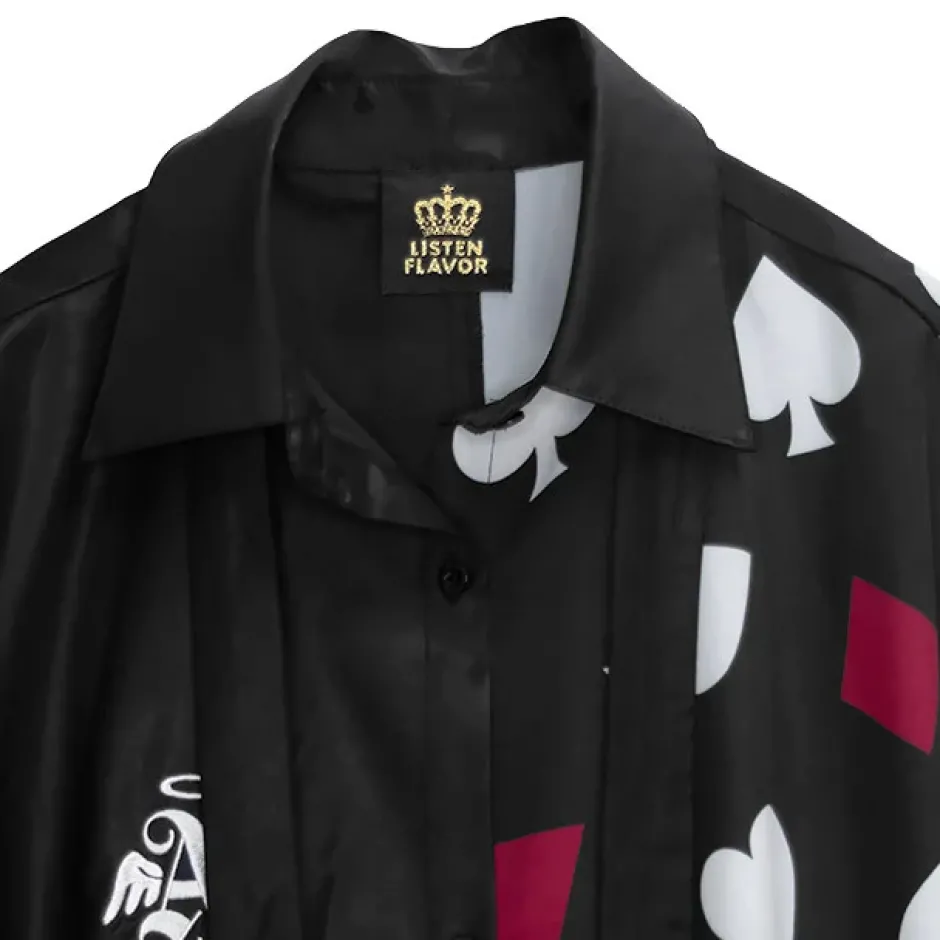 LISTEN FLAVOR Ace of Hearts 2-Way Shirt w/ Necktie Clearance