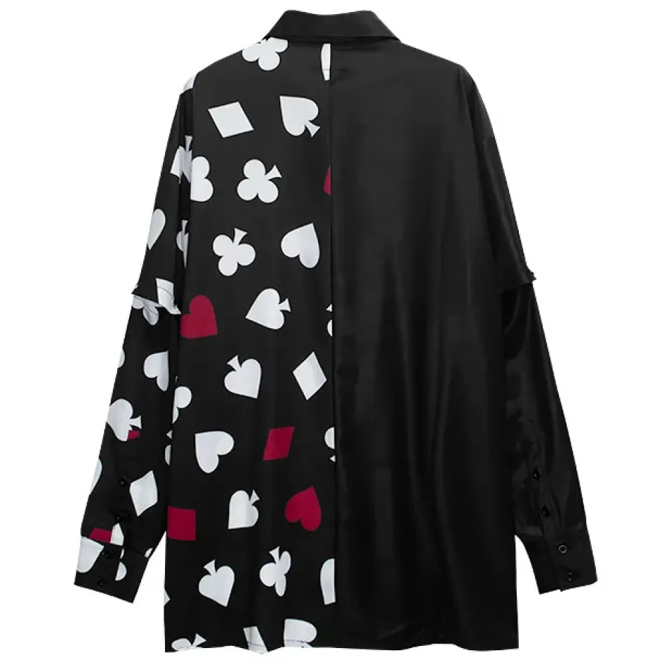 LISTEN FLAVOR Ace of Hearts 2-Way Shirt w/ Necktie Clearance