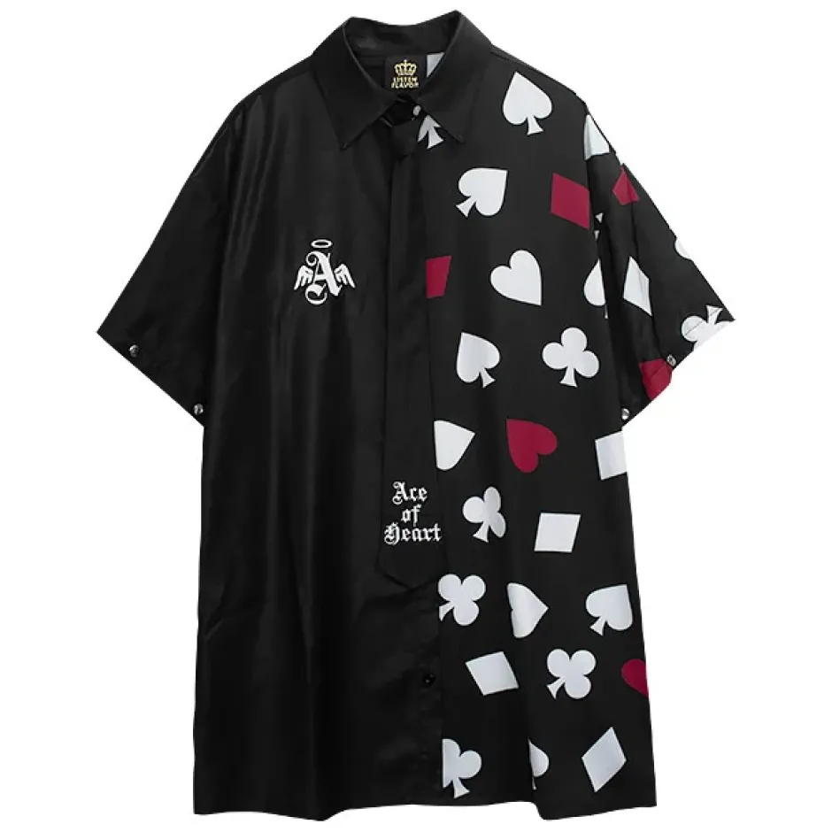 LISTEN FLAVOR Ace of Hearts 2-Way Shirt w/ Necktie Clearance