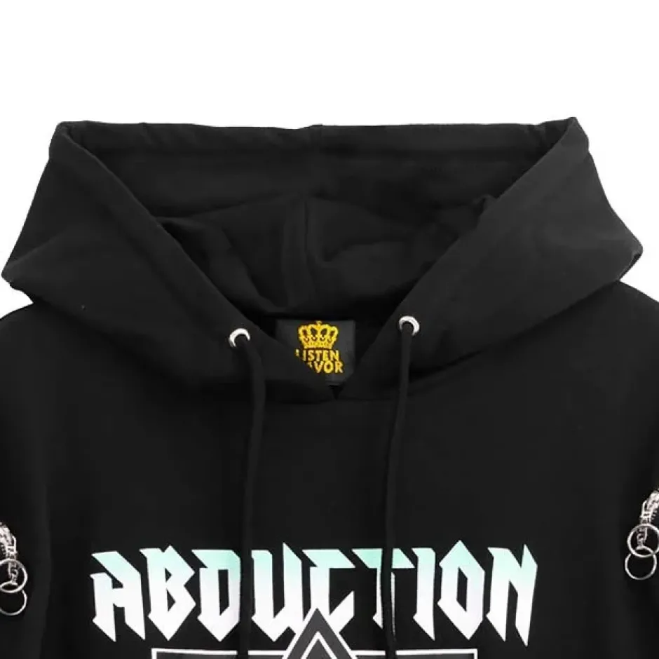 LISTEN FLAVOR Alien Abduction Zippered Shoulder Hoodie Clearance