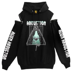 LISTEN FLAVOR Alien Abduction Zippered Shoulder Hoodie Clearance