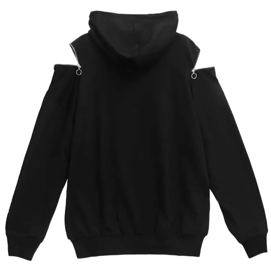 LISTEN FLAVOR Alien Abduction Zippered Shoulder Hoodie Clearance