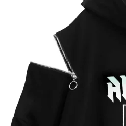 LISTEN FLAVOR Alien Abduction Zippered Shoulder Hoodie Clearance