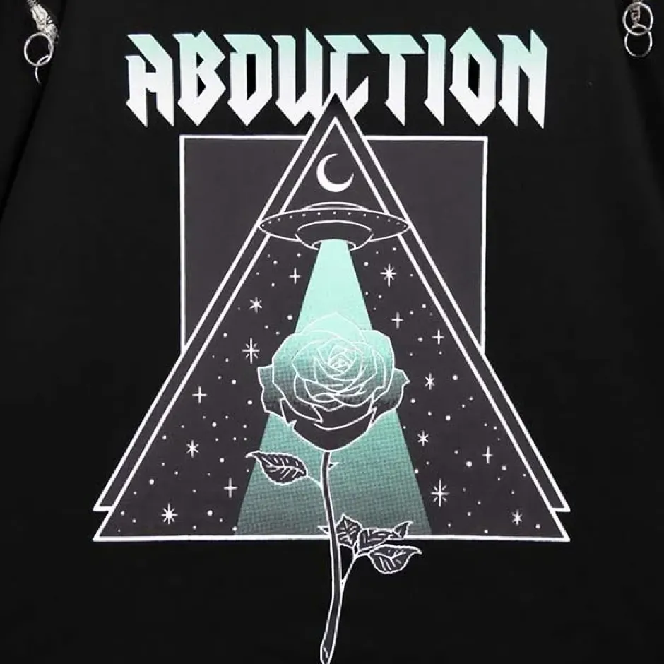 LISTEN FLAVOR Alien Abduction Zippered Shoulder Hoodie Clearance