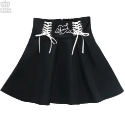 Bottoms>LISTEN FLAVOR Angel Heart Lace-Up Circular Skirt