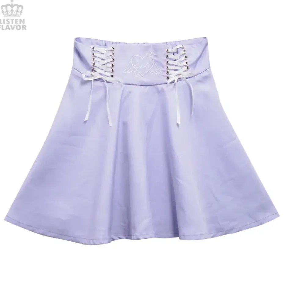 Bottoms>LISTEN FLAVOR Angel Heart Lace-Up Circular Skirt