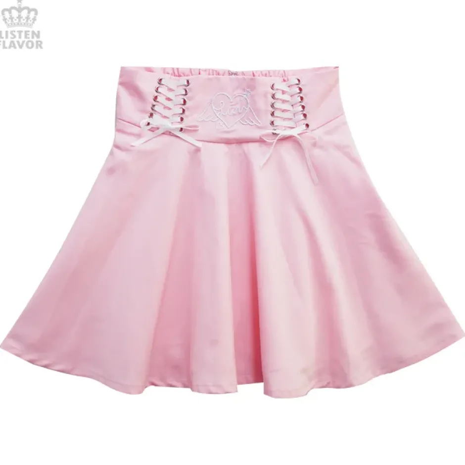 Bottoms>LISTEN FLAVOR Angel Heart Lace-Up Circular Skirt