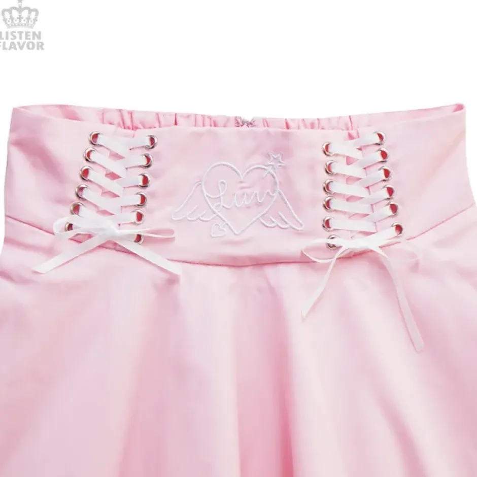 Bottoms>LISTEN FLAVOR Angel Heart Lace-Up Circular Skirt