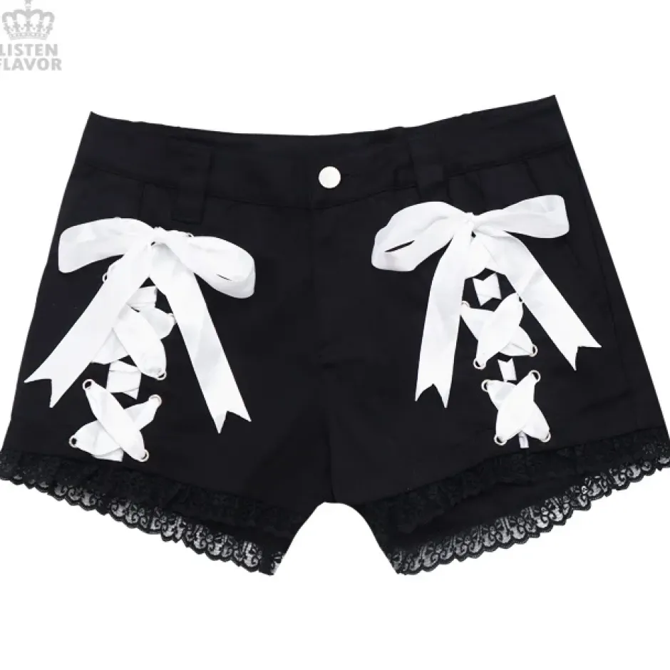 Bottoms>LISTEN FLAVOR Angelic Lace-up Ribbon Shorts