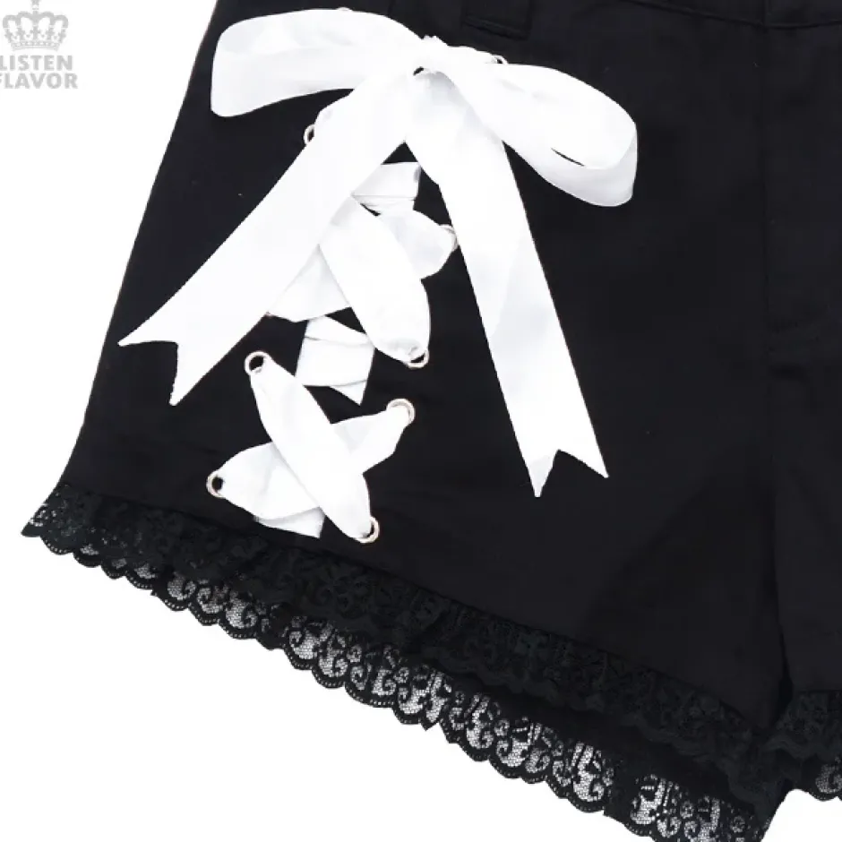 Bottoms>LISTEN FLAVOR Angelic Lace-up Ribbon Shorts