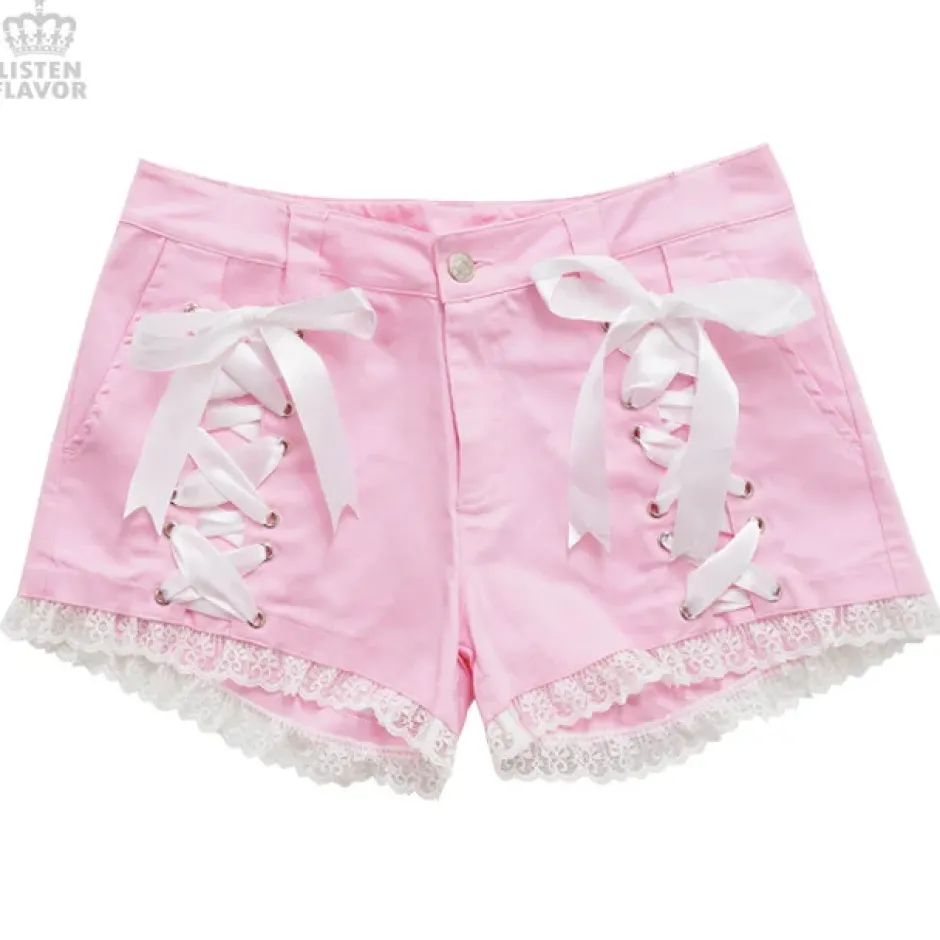 Bottoms>LISTEN FLAVOR Angelic Lace-up Ribbon Shorts