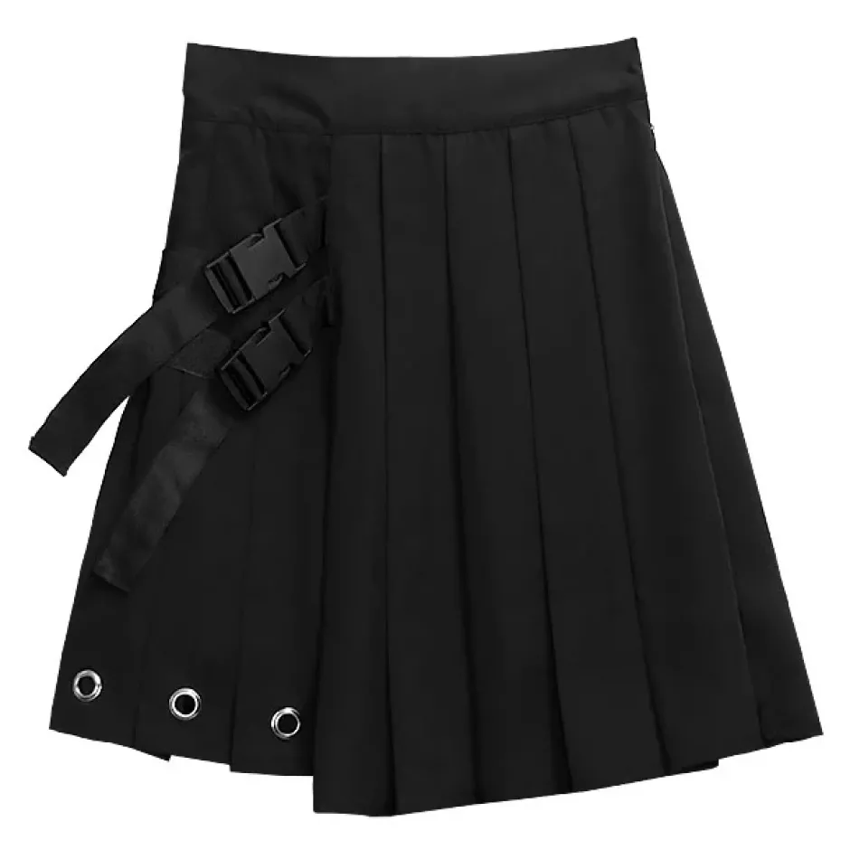 LISTEN FLAVOR Asymmetrical Cutout Pleated Skirt Outlet