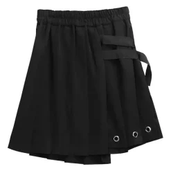 LISTEN FLAVOR Asymmetrical Cutout Pleated Skirt Outlet