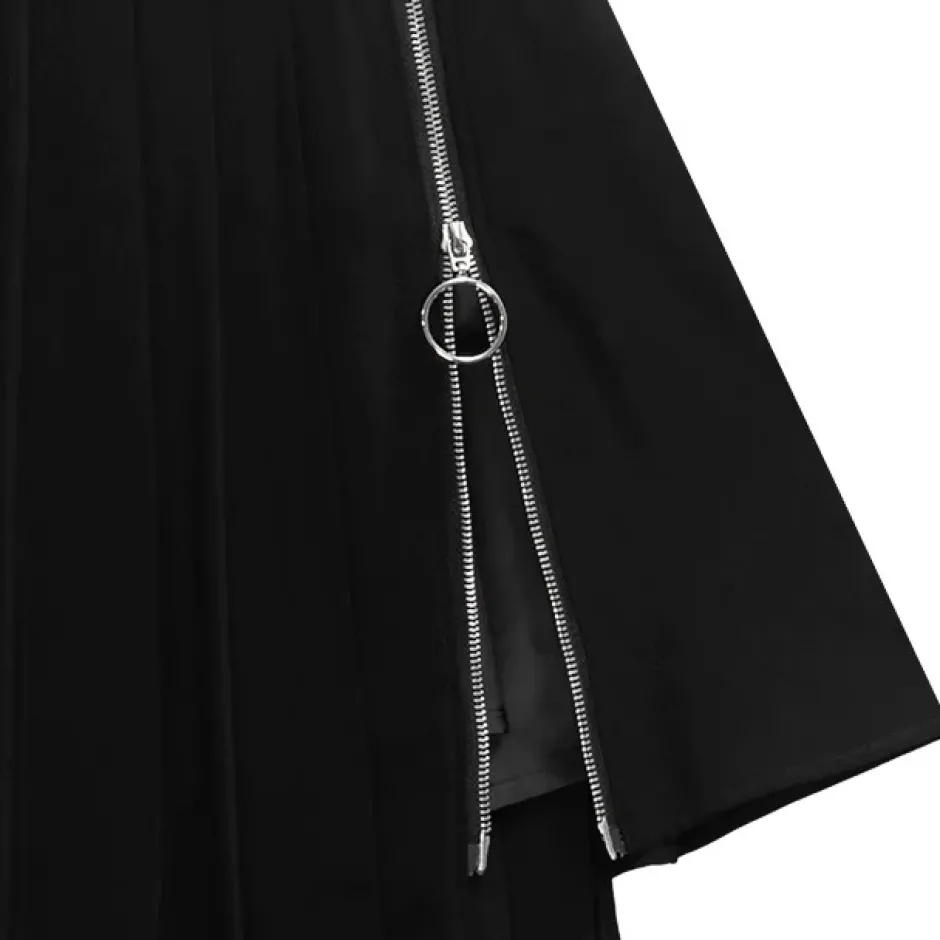 LISTEN FLAVOR Asymmetrical Pleated Skirt Hot