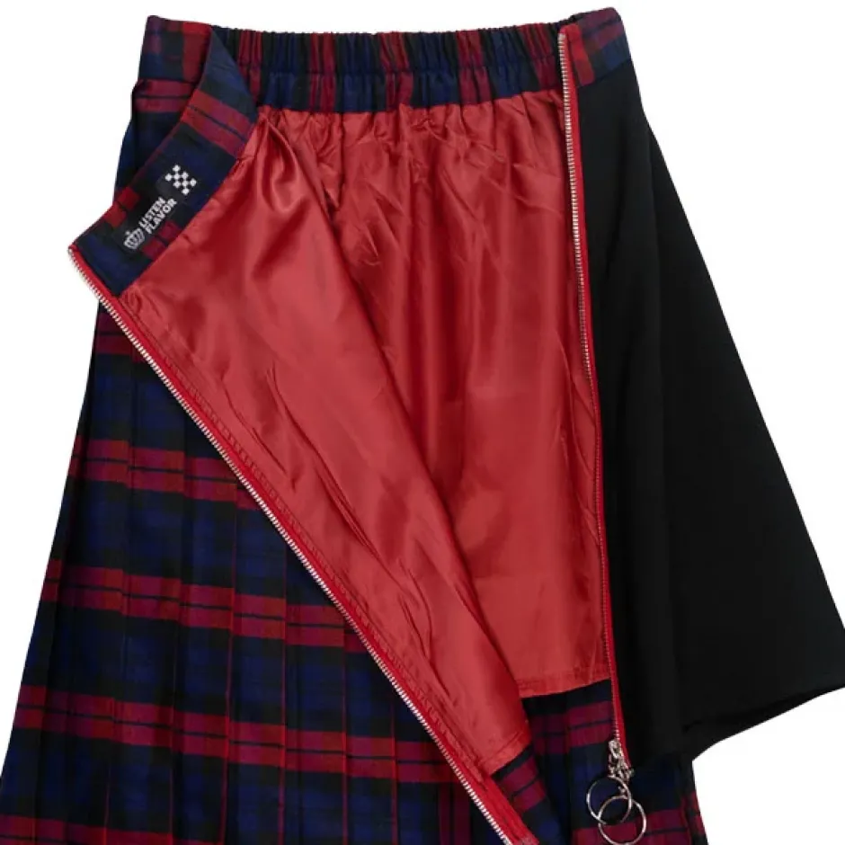 LISTEN FLAVOR Asymmetrical Pleated Skirt Hot