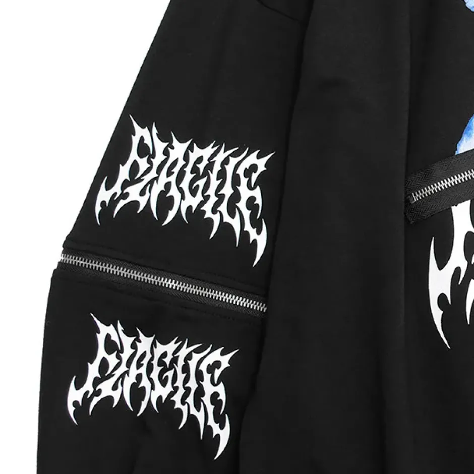 Jackets & Hoodies>LISTEN FLAVOR Bandage Bear Shoulder Zip 2-Way Hoodie