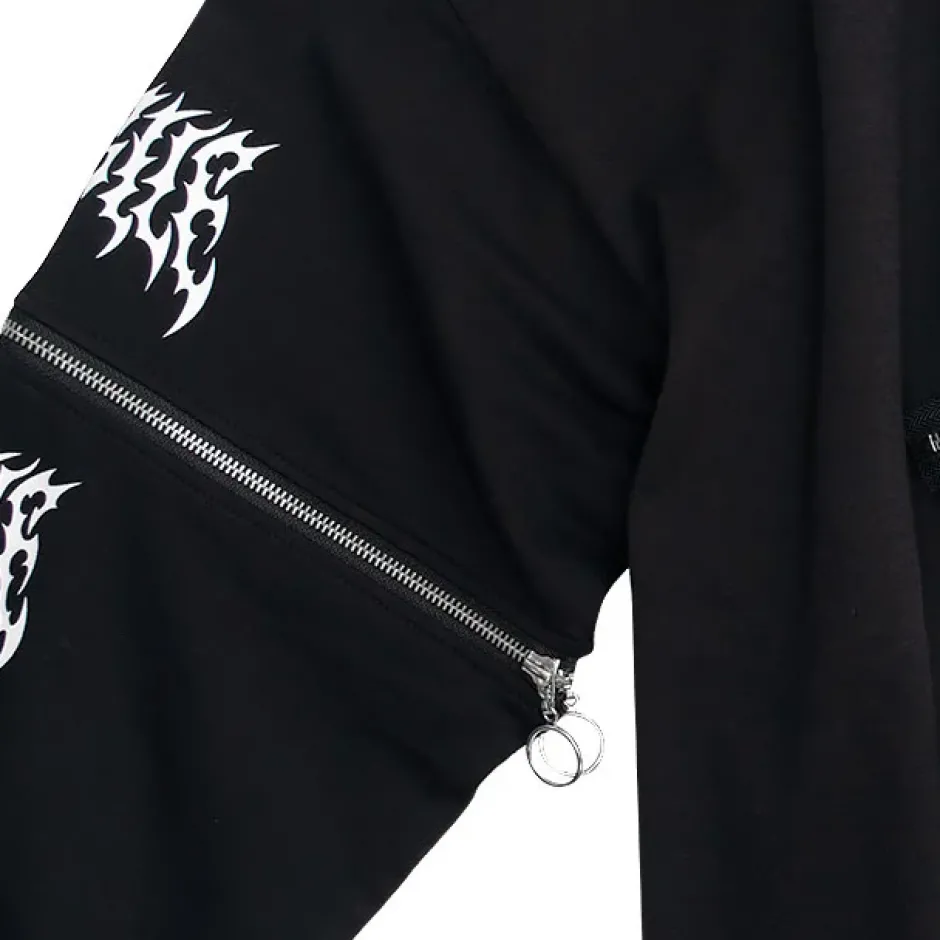 Jackets & Hoodies>LISTEN FLAVOR Bandage Bear Shoulder Zip 2-Way Hoodie