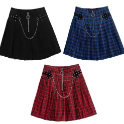 Bottoms>LISTEN FLAVOR Barbed Wire Chain Pleated Skirt
